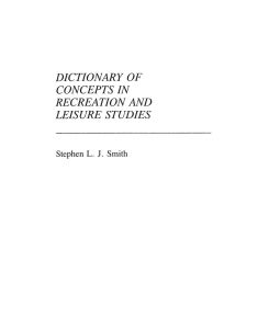 Dictionary of Concepts in Recreation and Leisure Studies - Stephen Smith