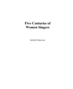 Five Centuries of Women Singers - Isabelle Emerson