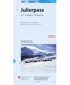 Swisstopo 1 : 50 000 Julierpass - Pass Dal Güglia Skitourenkarte St. Moritz - Piz Bernina - Juf. Mit Ski- und Snowboardrouten. Blatt 268 S