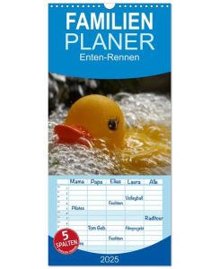 Familienplaner 2025 - Enten-Rennen mit 5 Spalten (Wandkalender, 21 x 45 cm) CALVENDO Badewannen-Enten in Aktion - Jörg Sobottka