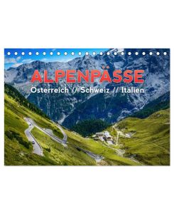 ALPENPÄSSE Österreich - Schweiz - Italien (Tischkalender 2026 DIN A5 quer), CALVENDO Monatskalender Eine wunderschöne Reise durch die Alpen - Tirol, Graubünden und die Dolomiten - Frank Kaiser