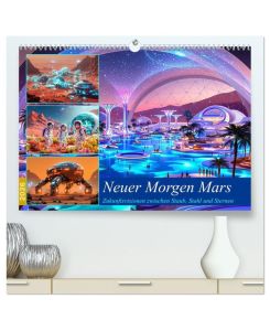 Neuer Morgen Mars (hochwertiger Premium Wandkalender 2026 DIN A2 quer), Kunstdruck in Hochglanz Zukunftsvisionen zwischen Staub, Stahl und Sternen - Liam Blue
