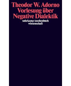 Vorlesung über Negative Dialektik Fragmente zur Vorlesung 1965/66 - Theodor W. Adorno