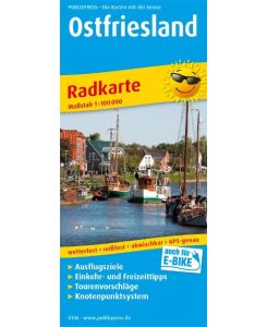 Ostfriesland Radkarte mit Ausflugszielen, Einkehr- & Freizeittipps, reissfest, wetterfest, abwischbar. 1:100000