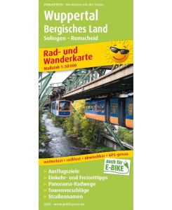 Wuppertal - Bergisches Land, Solingen - Remscheid 1:50 000 Rad- und Wanderkarte mit Ausflugszielen, Einkehr- & Freizeittipps