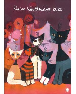 Rosina Wachtmeister Edition Kalender 2025 Die charakteristischen Katzen in einem hochwertigen Kunstkalender, in Szene gesetzt mit Gold- und Silberprägung. Wandkalender XL. - Rosina Wachtmeister