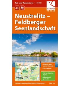 Rad- und Wanderkarte Neustrelitz - Feldberger Seenlandschaft 1 : 50 000 GPS geeignet, Erlebnis-Tipps auf der Rückseite
