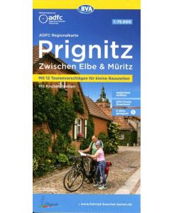 ADFC-Regionalkarte Prignitz, 1:75. 000, mit Tagestourenvorschlägen, reiß- und wetterfest, E-Bike-geeignet, mit Knotenpunkten, GPS-Tracks Download,  Zwischen Elbe und Müritz
