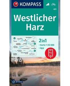 KOMPASS Wanderkarte 451 Westlicher Harz 1:50. 000 Wanderkarte mit Aktiv Guide und Radwegen.