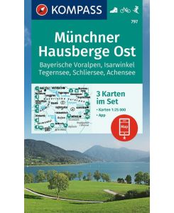 KOMPASS Wanderkarten-Set 797 Münchner Hausberge Ost Bayerische Voralpen Isarwinkel Tegernsee Schliersee Achensee (3 Karten) 1:25.000